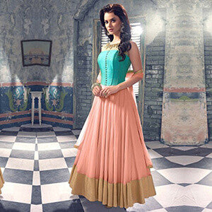 Peach Bhagalpuri - Georgette Anarkali