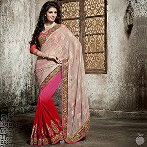 Shaded Red - Tan Saree