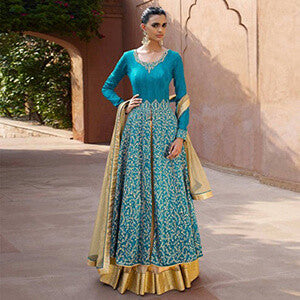 Sky Blue Bhagalpuri Lehenga