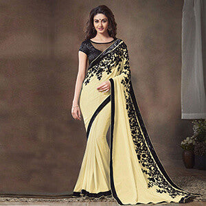 Stylish Cream Georgette Saree