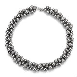 DaVonna Silver Grey FW Pearl 3-row Twisted Necklace