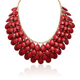 Gold Overlay Red Ruby Crystal Statement Necklace (18 inches)