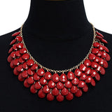 Gold Overlay Red Ruby Crystal Statement Necklace (18 inches)