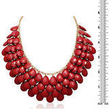 Gold Overlay Red Ruby Crystal Statement Necklace (18 inches)