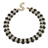 PalmBeach Black Beaded Necklace with Crystal Accents