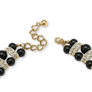 PalmBeach Black Beaded Necklace with Crystal Accents
