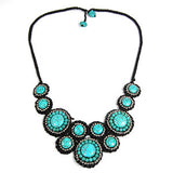 Mosaic Circles Turquoise Stone Unique Fashion Necklace