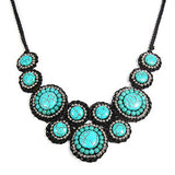 Mosaic Circles Turquoise Stone Unique Fashion Necklace