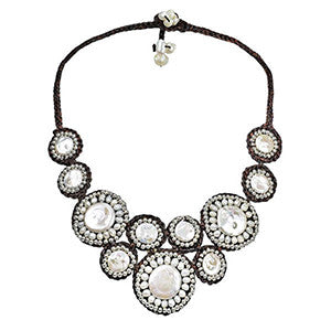Mosaic Circles Turquoise Stone Unique Fashion Necklace