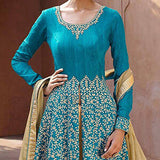 Sky Blue Bhagalpuri Lehenga