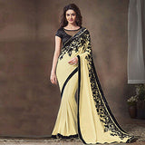 Stylish Cream Georgette Saree