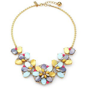 Pearly Enamel Flower Statement Necklace